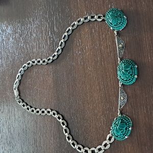 Vintage Jade and Sterling silver 925 necklace 16"